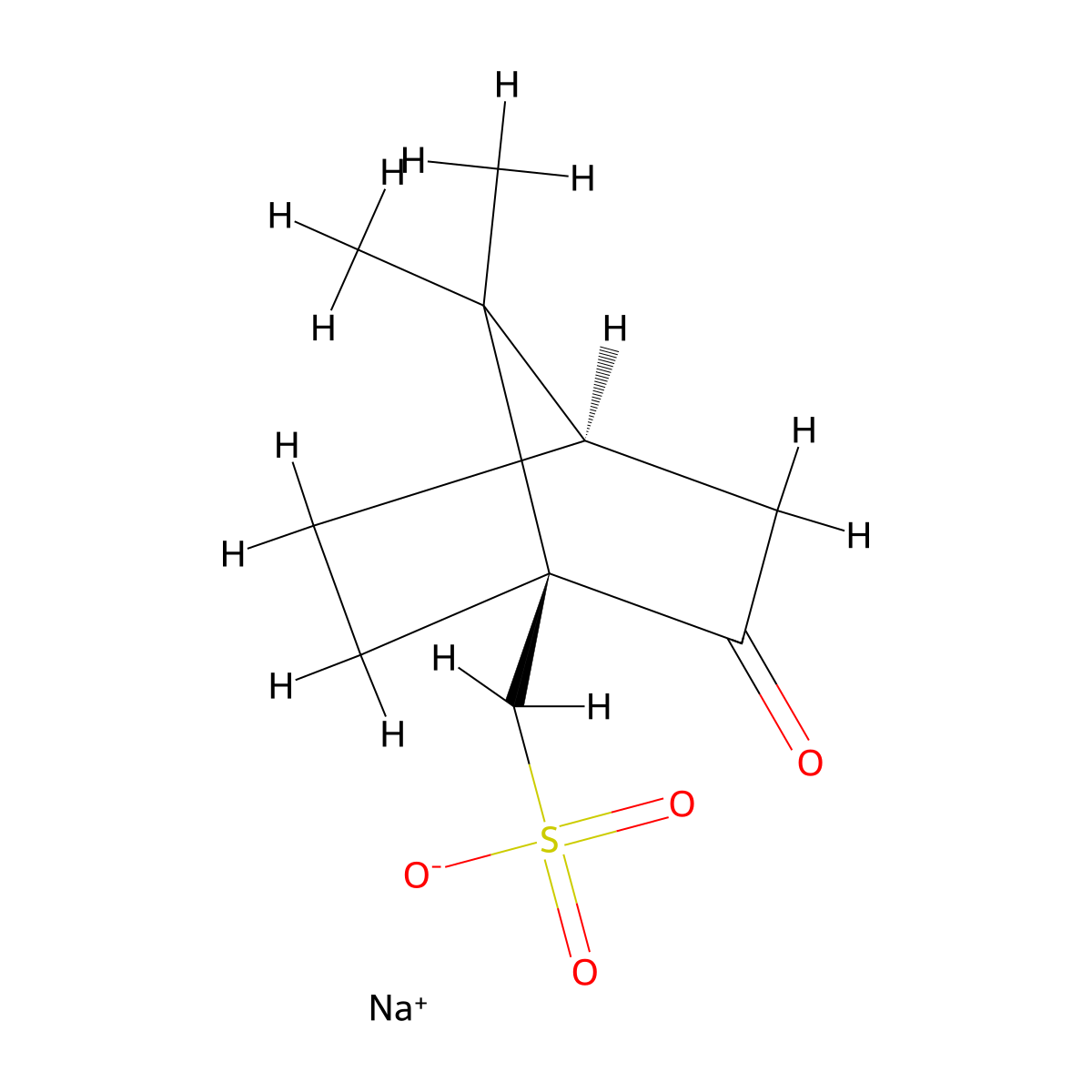 sodium [(1S,4R)-7,7-dimethyl-2-oxo-1-bicyclo[2.2.1]heptanyl]methanesulfonate molecular structure, CAS 21791-94-6