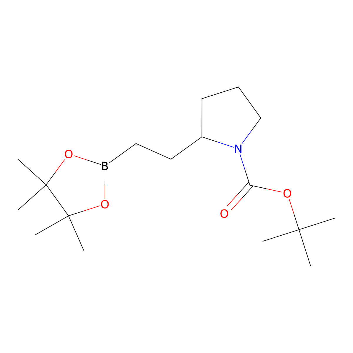 Tert-butyl2-[2-(4,4,5,5-tetramethyl-1,3,2-dioxaborolan-2-yl)ethyl]pyrrolidine-1-carboxylate molecular structure, CAS 2179309-33-0