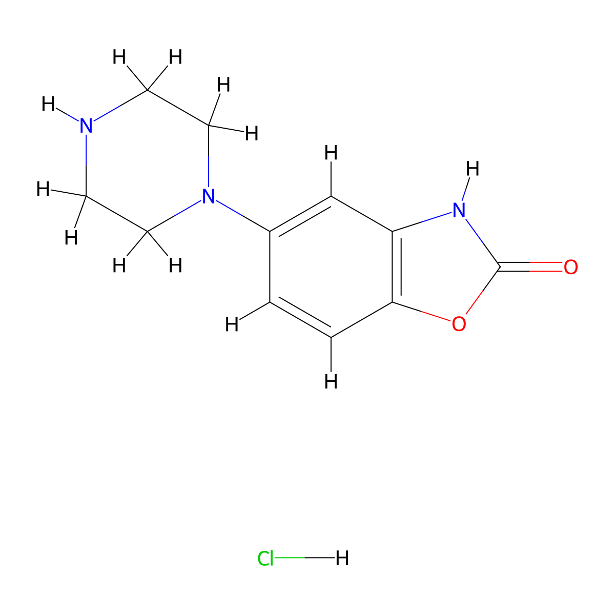 5-(Piperazin-1-yl)-2,3-dihydro-1,3-benzoxazol-2-one hydrochloride molecular structure, CAS 2179330-16-4