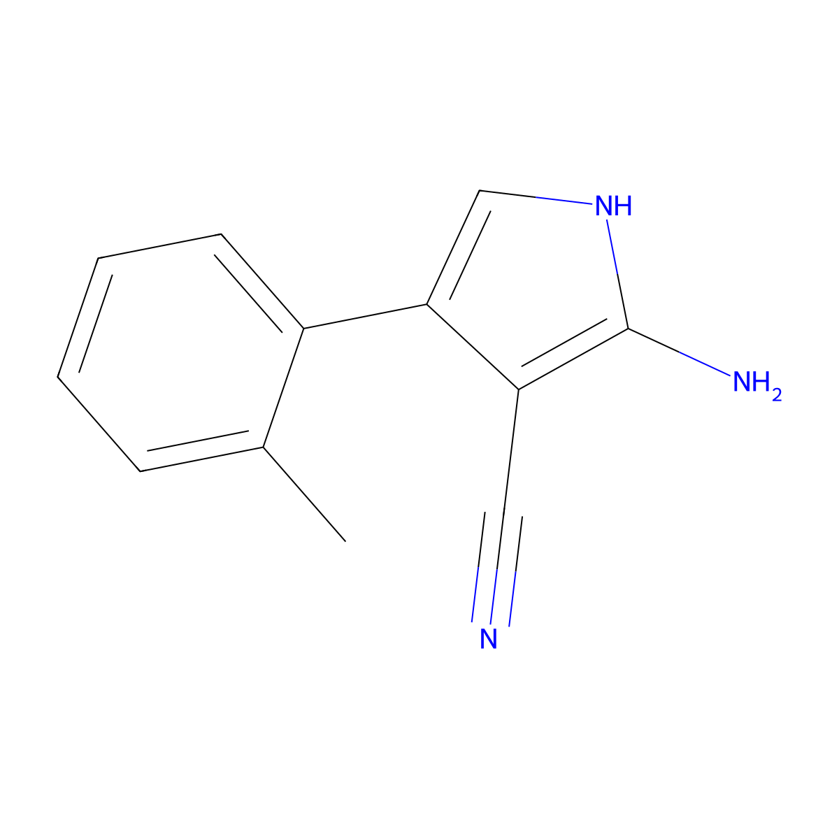 2-Amino-4-(2-methylphenyl)-1H-pyrrole-3-carbonitrile molecular structure, CAS 217954-71-7