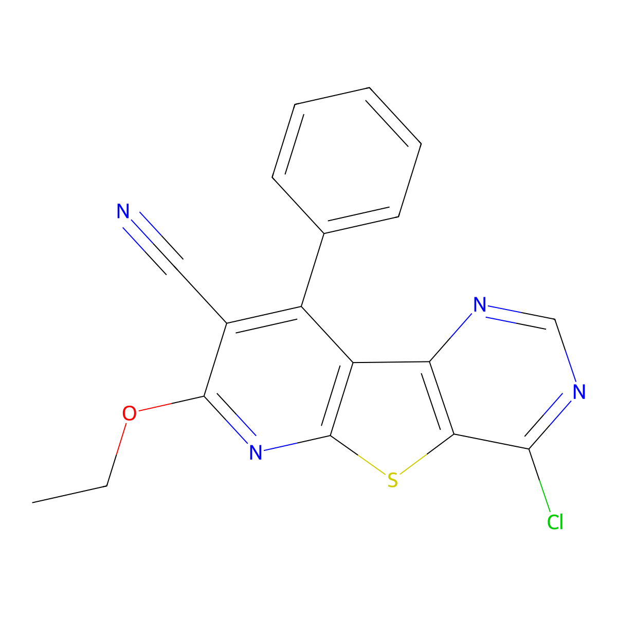 4-Chloro-7-ethoxy-9-phenylpyrido[3',2':4,5]thieno[3,2-d]pyrimidine-8-carbonitrile molecular structure, CAS 217955-89-0