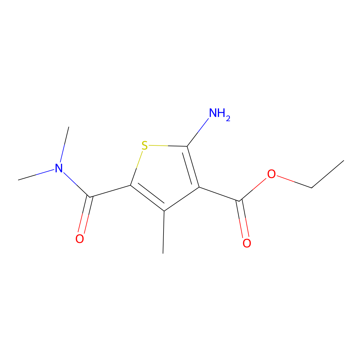 Ethyl 2-amino-5-(dimethylcarbamoyl)-4-methylthiophene-3-carboxylate molecular structure, CAS 217962-82-8
