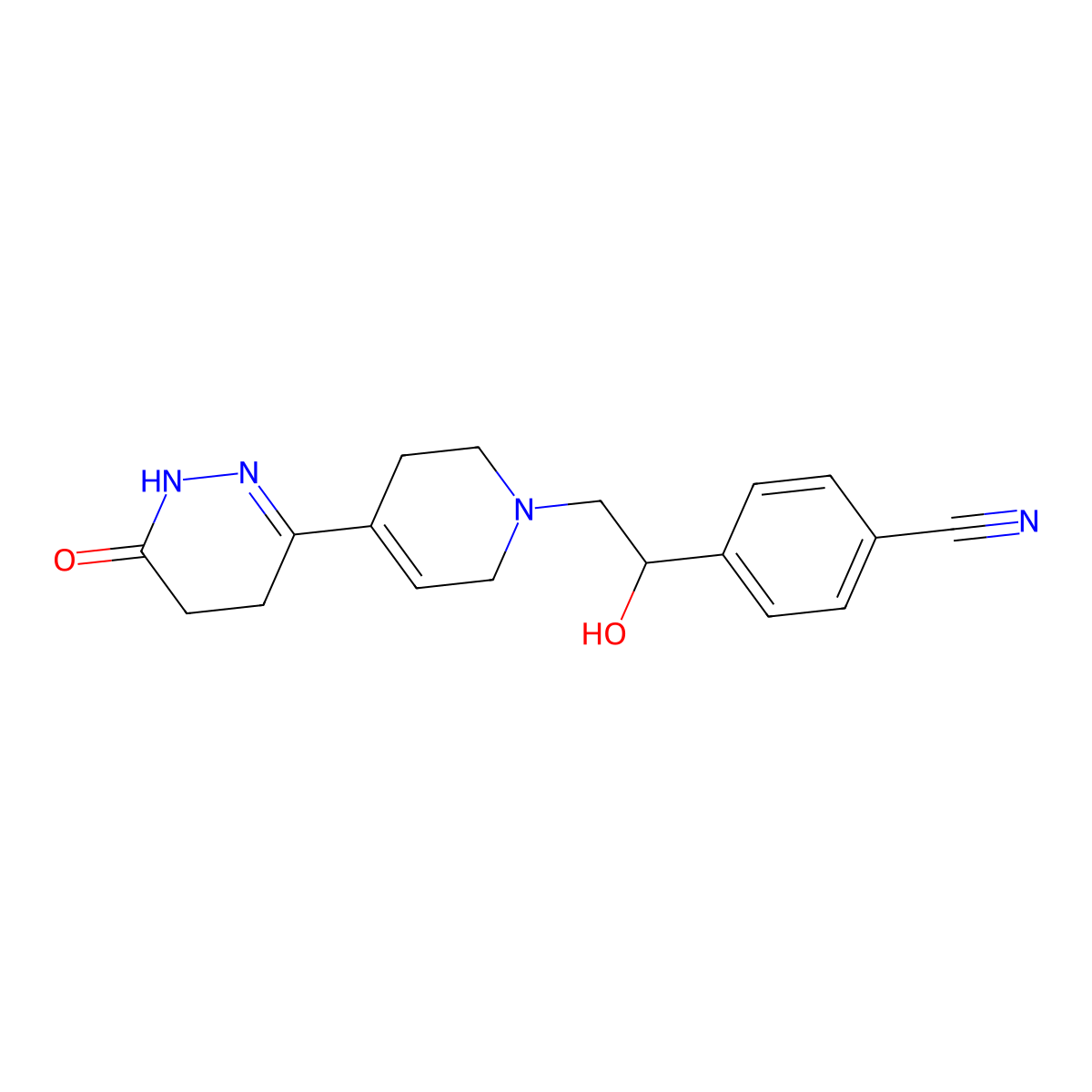 4-[1-hydroxy-2-[4-(6-oxo-4,5-dihydro-1H-pyridazin-3-yl)-3,6-dihydro-2H-pyridin-1-yl]ethyl]benzonitrile molecular structure, CAS 217963-18-3