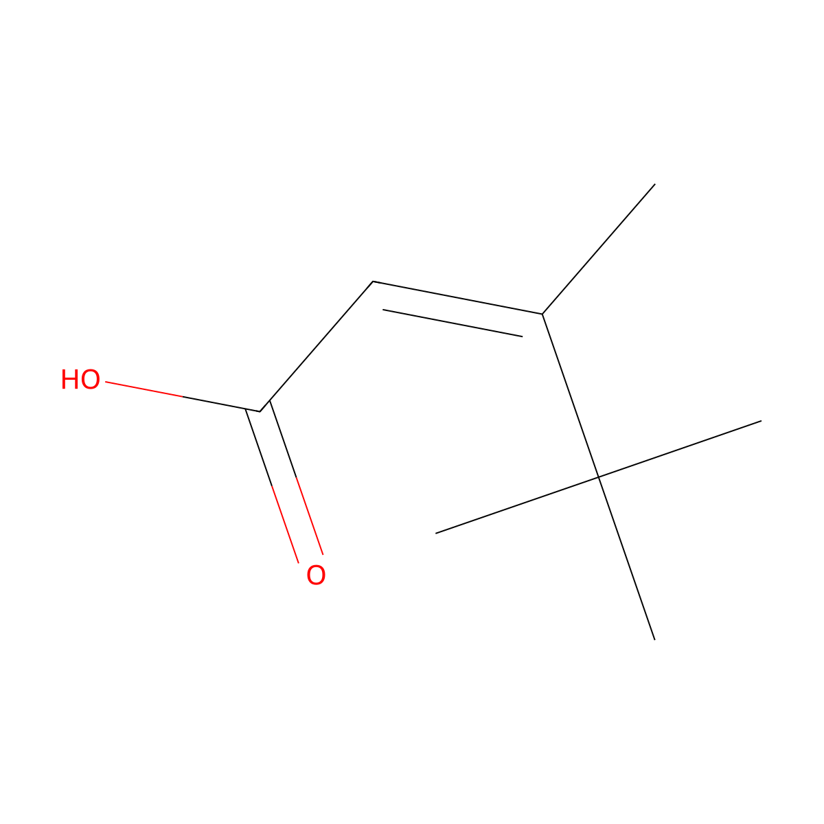 (2E)-3,4,4-trimethylpent-2-enoic acid molecular structure, CAS 21797-56-8