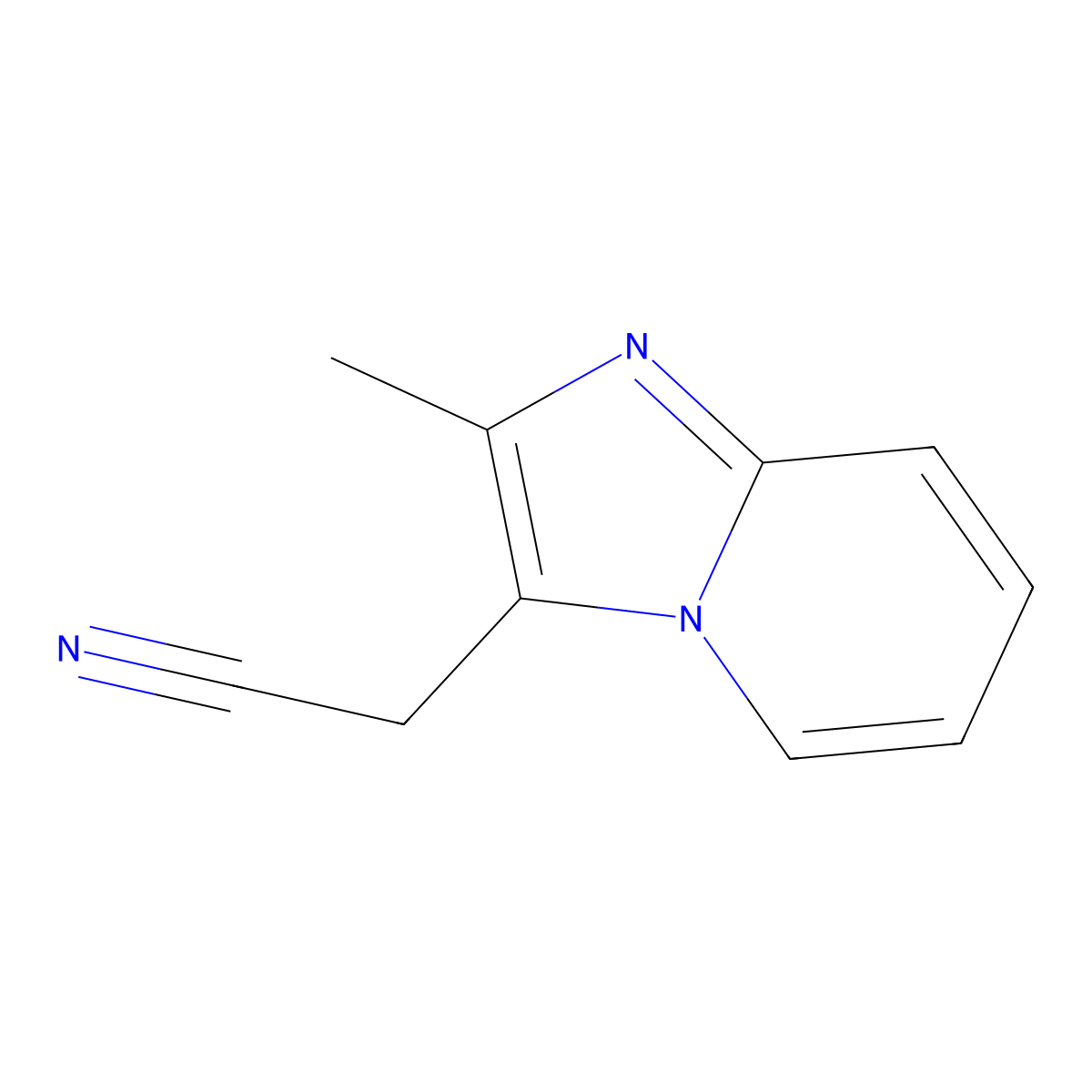 Imidazo(1,2-a)pyridine-3-acetonitrile, 2-methyl- molecular structure, CAS 21797-94-4