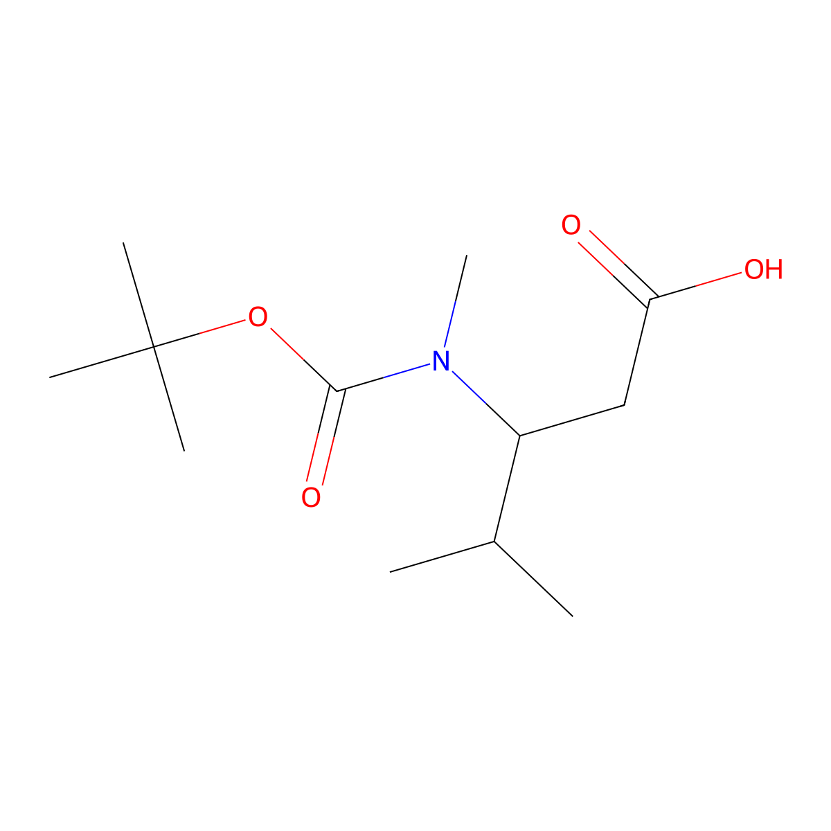 (3R)-3-{[(tert-butoxy)carbonyl](methyl)amino}-4-methylpentanoic acid molecular structure, CAS 217973-24-5