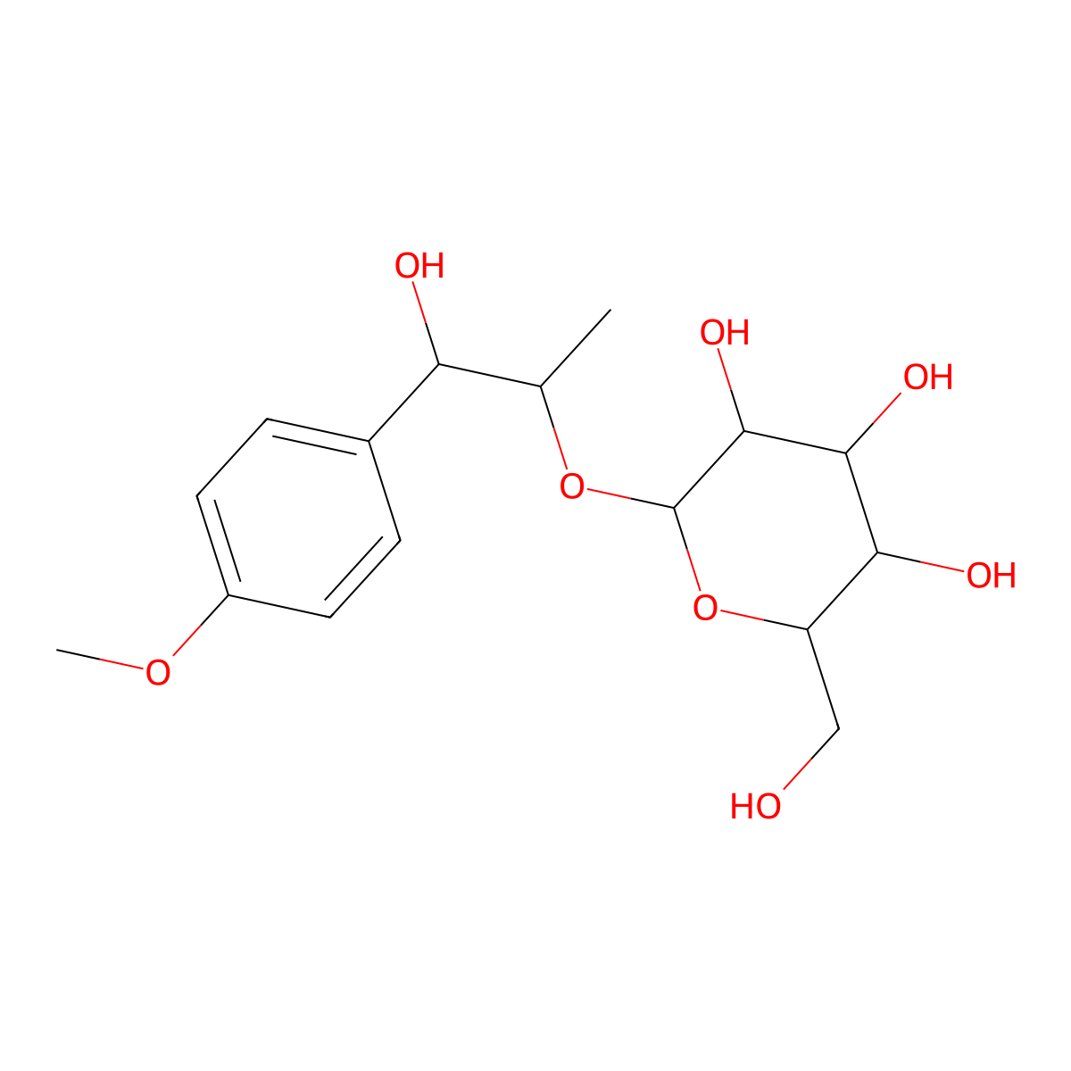 (-)-erythro-Anethole glycol 2-glucoside molecular structure, CAS 217973-39-2