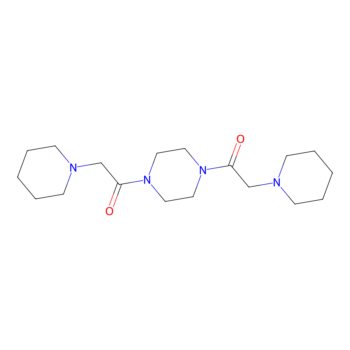 2-Piperidin-1-yl-1-[4-(2-piperidin-1-yl-acetyl)-piperazin-1-yl]-ethanone molecular structure, CAS 21798-35-6