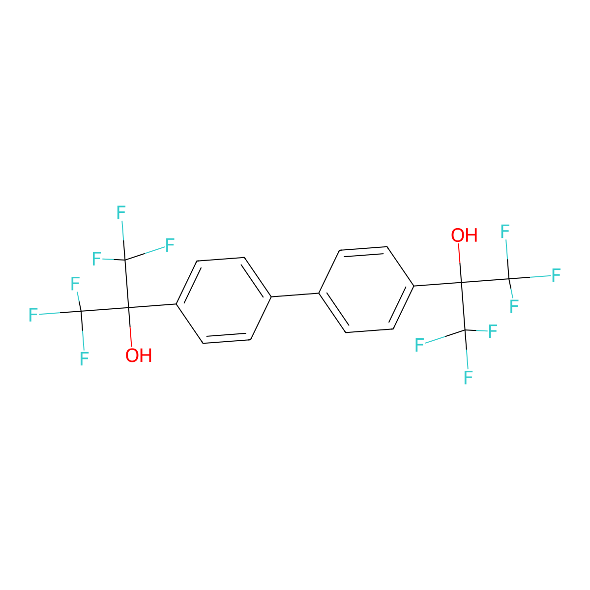 4,4'-bis[2-Hydroxyhexafluoroisopropyl]diphenyl molecular structure, CAS 2180-30-5
