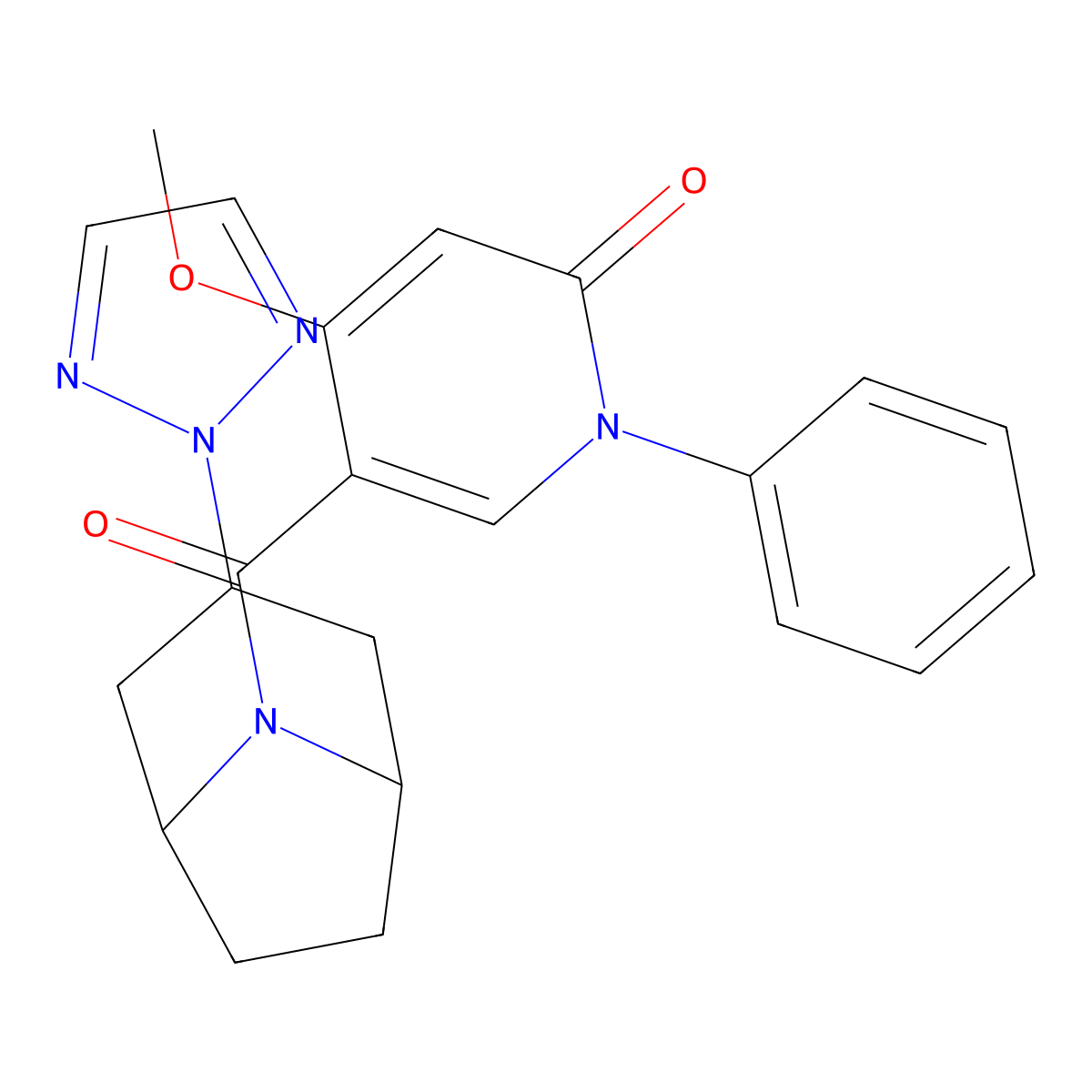 5-((1R,5S)-3-(2H-1,2,3-triazol-2-yl)-8-azabicyclo[3.2.1]octane-8-carbonyl)-4-methoxy-1-phenylpyridin-2(1H)-one molecular structure, CAS 2180010-25-5