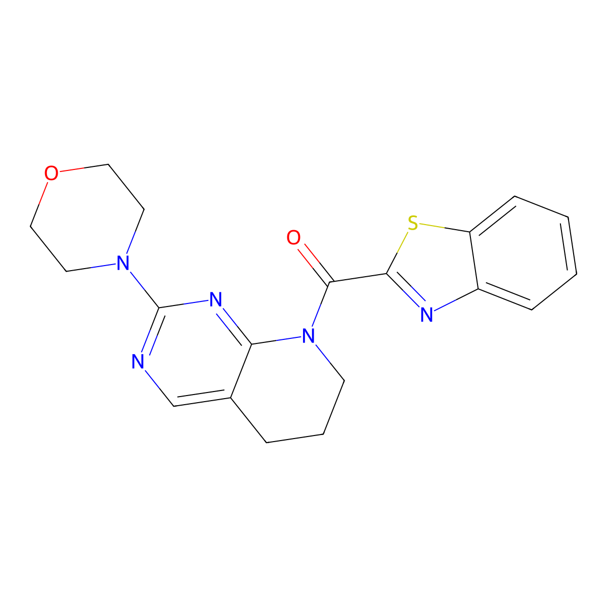 benzo[d]thiazol-2-yl(2-morpholino-6,7-dihydropyrido[2,3-d]pyrimidin-8(5H)-yl)methanone molecular structure, CAS 2180010-29-9