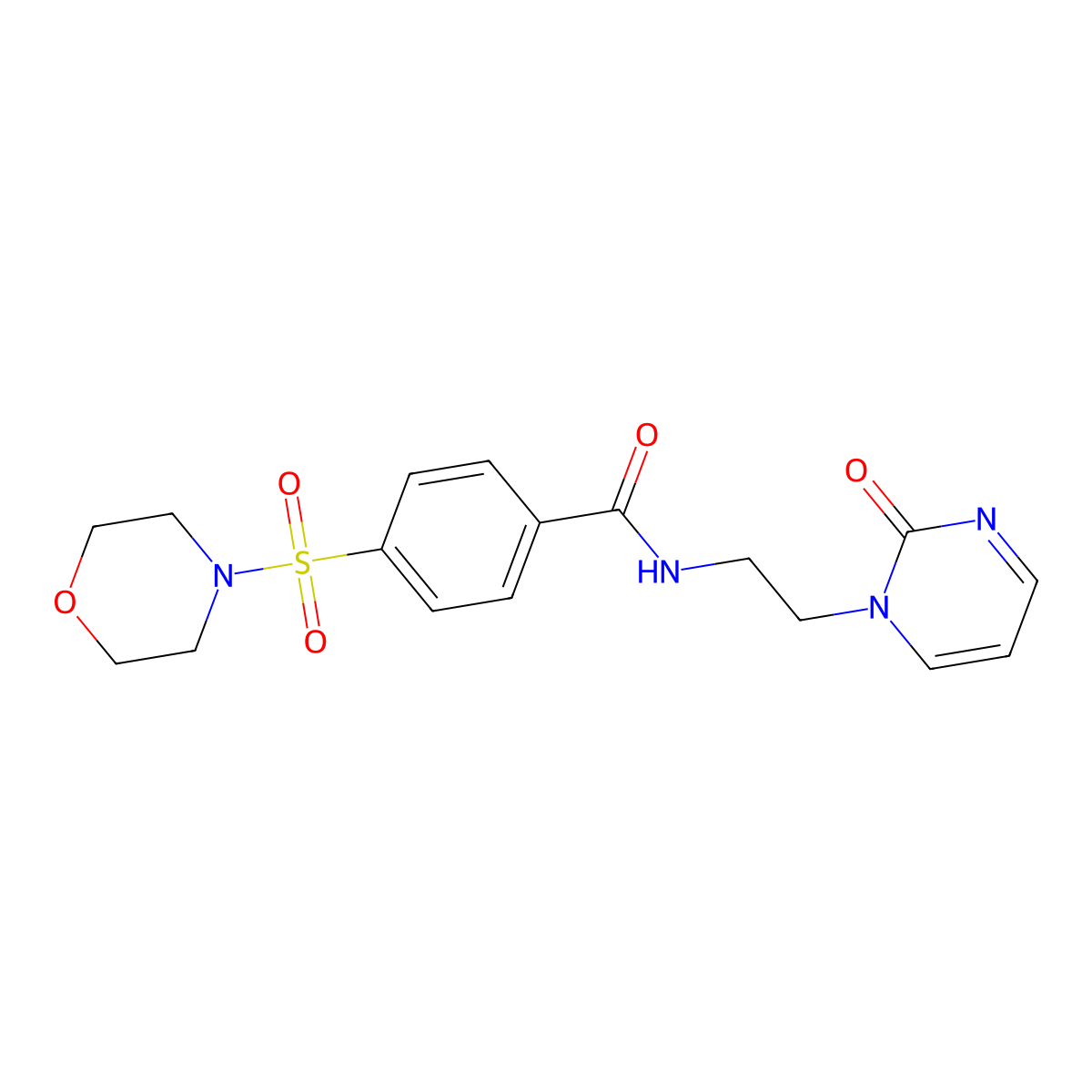 4-(morpholinosulfonyl)-N-(2-(2-oxopyrimidin-1(2H)-yl)ethyl)benzamide molecular structure, CAS 2180010-30-2