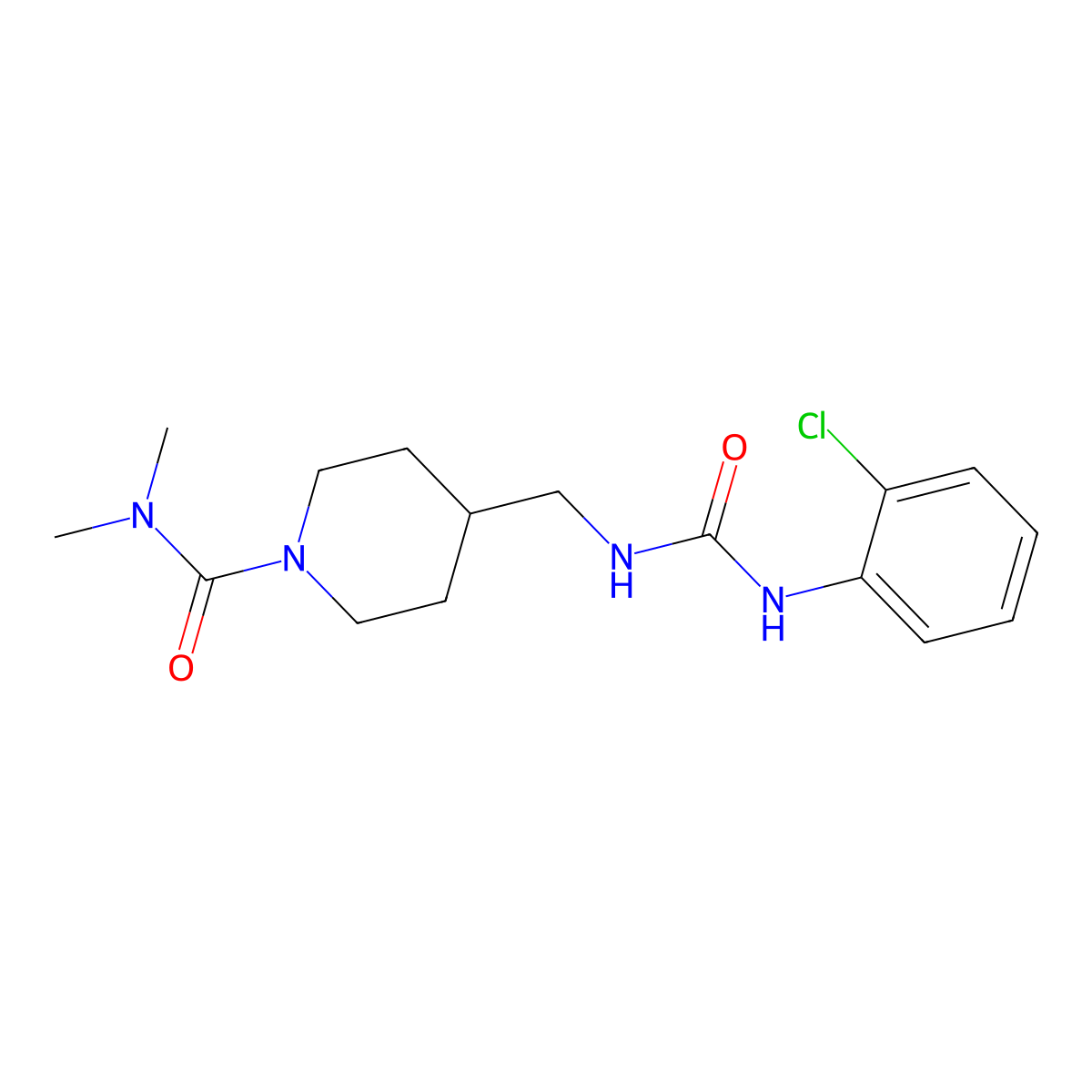 4-({[(2-chlorophenyl)carbamoyl]amino}methyl)-N,N-dimethylpiperidine-1-carboxamide molecular structure, CAS 2180010-38-0