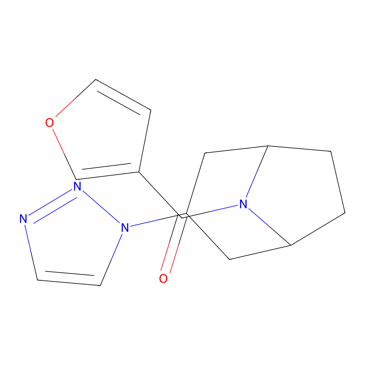8-(furan-3-carbonyl)-3-(1H-1,2,3-triazol-1-yl)-8-azabicyclo[3.2.1]octane molecular structure, CAS 2180010-42-6