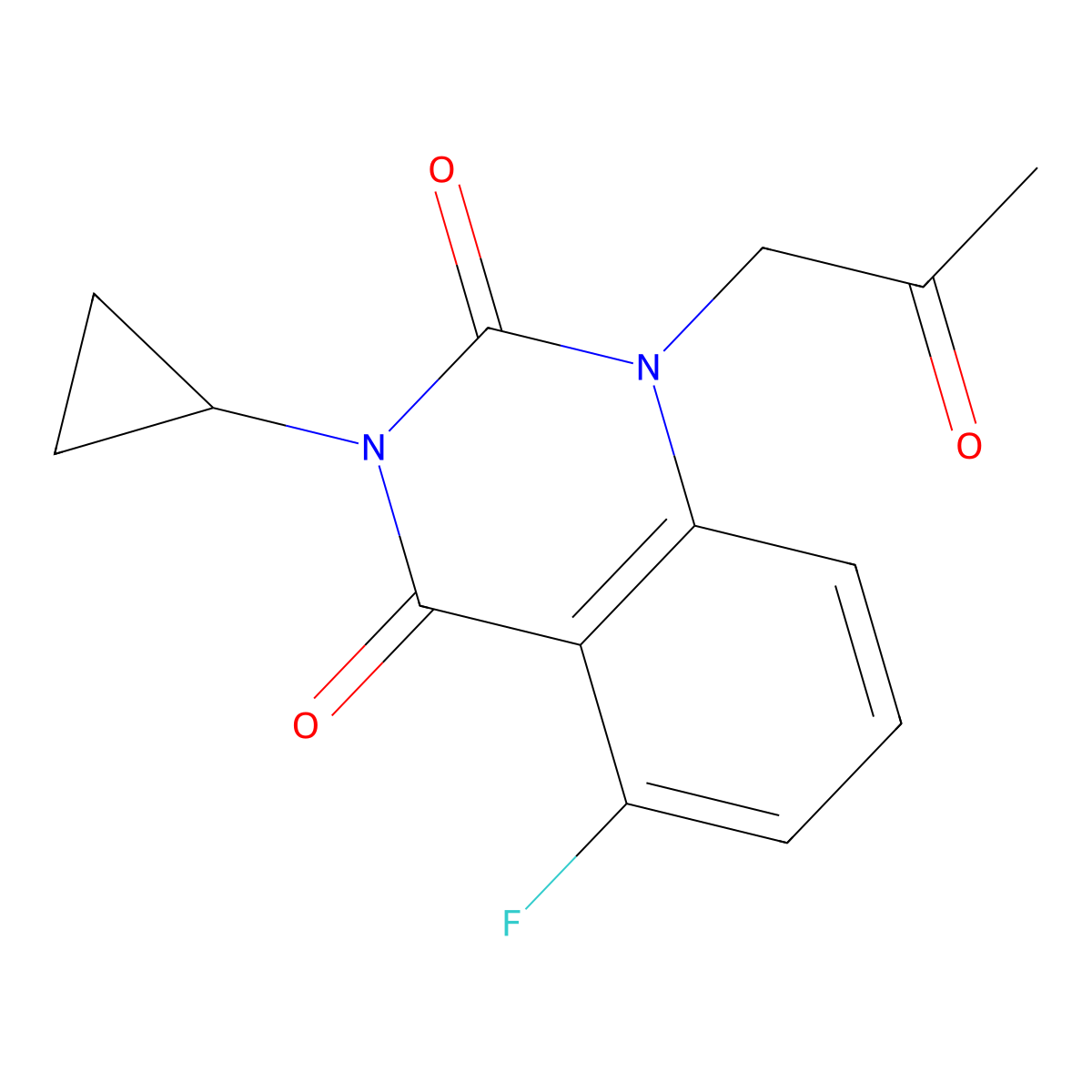 3-cyclopropyl-5-fluoro-1-(2-oxopropyl)quinazoline-2,4(1H,3H)-dione molecular structure, CAS 2180010-45-9