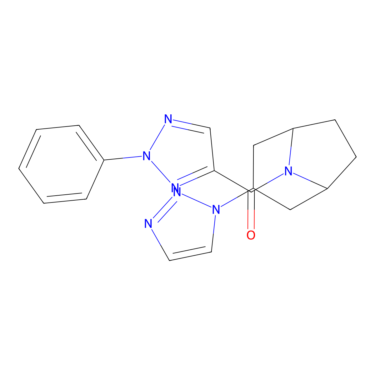 8-(2-phenyl-2H-1,2,3-triazole-4-carbonyl)-3-(1H-1,2,3-triazol-1-yl)-8-azabicyclo[3.2.1]octane molecular structure, CAS 2180010-46-0