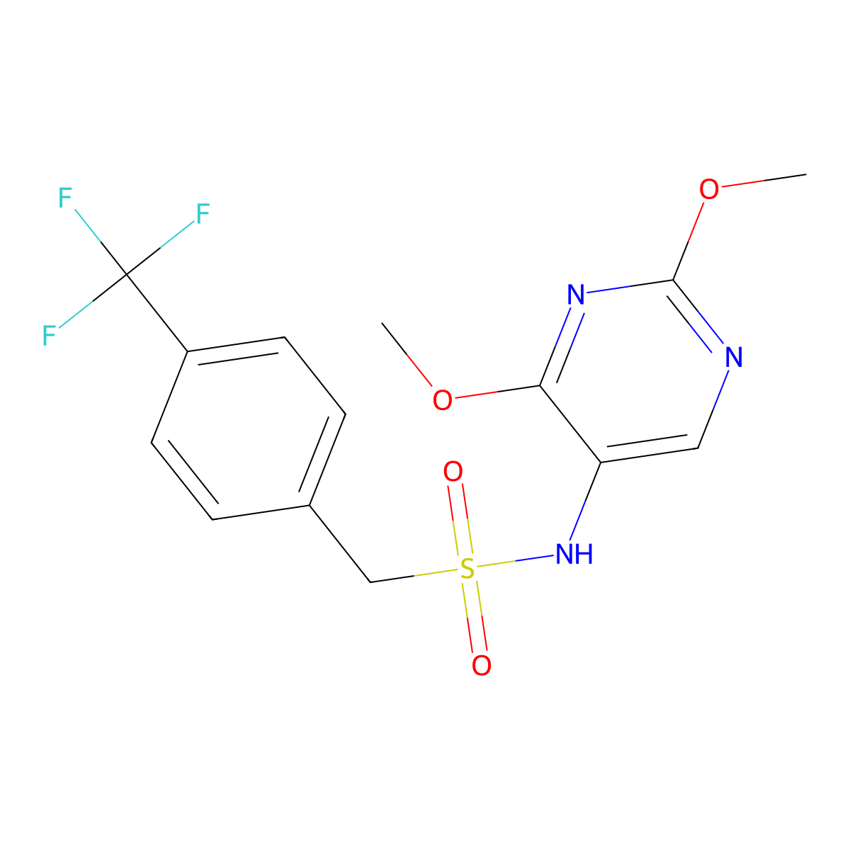 N-(2,4-dimethoxypyrimidin-5-yl)-1-[4-(trifluoromethyl)phenyl]methanesulfonamide molecular structure, CAS 2180010-48-2