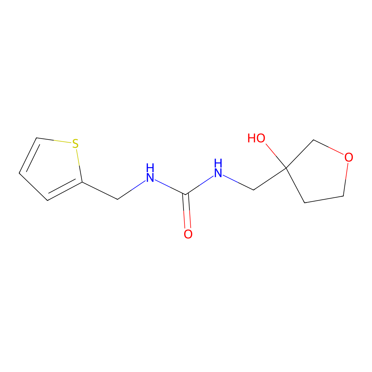 1-((3-Hydroxytetrahydrofuran-3-yl)methyl)-3-(thiophen-2-ylmethyl)urea molecular structure, CAS 2180010-53-9