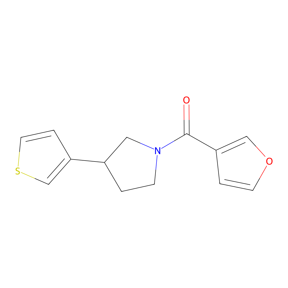 1-(Furan-3-carbonyl)-3-(thiophen-3-yl)pyrrolidine molecular structure, CAS 2180010-55-1