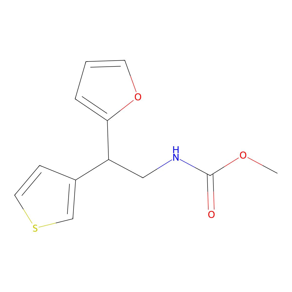 Methyl (2-(furan-2-yl)-2-(thiophen-3-yl)ethyl)carbamate molecular structure, CAS 2180010-58-4