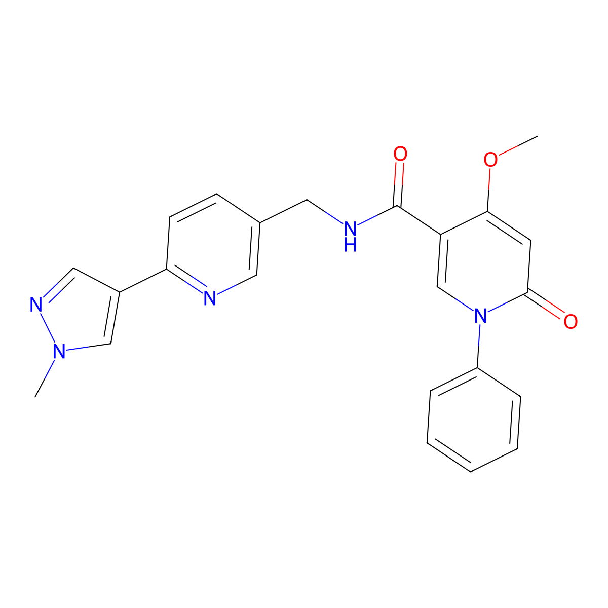 4-methoxy-N-{[6-(1-methyl-1H-pyrazol-4-yl)pyridin-3-yl]methyl}-6-oxo-1-phenyl-1,6-dihydropyridine-3-carboxamide molecular structure, CAS 2180010-66-4