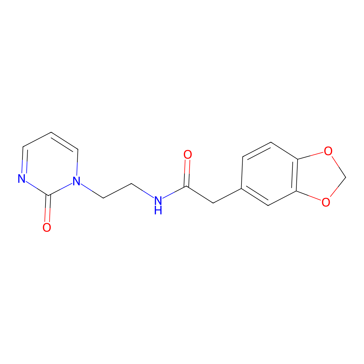 2-(2H-1,3-benzodioxol-5-yl)-N-[2-(2-oxo-1,2-dihydropyrimidin-1-yl)ethyl]acetamide molecular structure, CAS 2180010-68-6