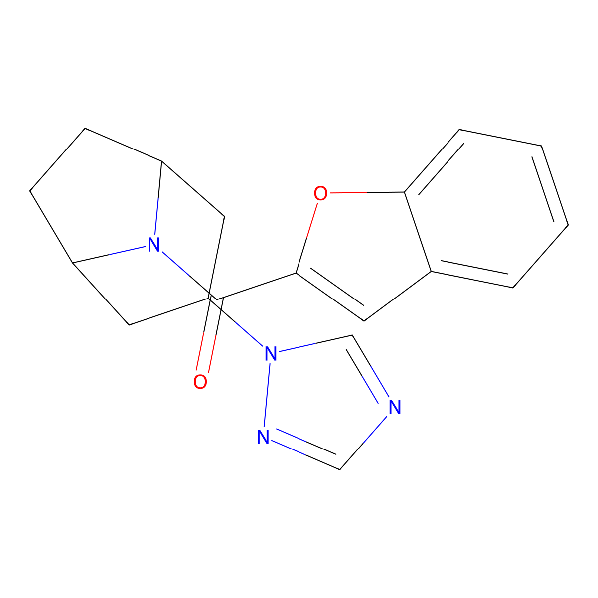 8-(1-benzofuran-2-carbonyl)-3-(1H-1,2,4-triazol-1-yl)-8-azabicyclo[3.2.1]octane molecular structure, CAS 2180010-71-1