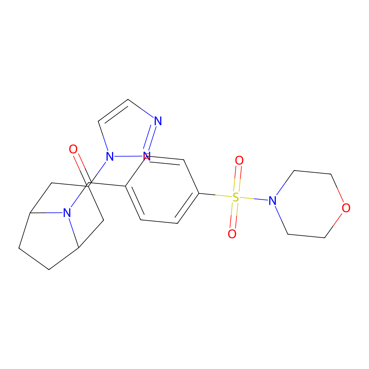 8-[4-(morpholine-4-sulfonyl)benzoyl]-3-(1H-1,2,3-triazol-1-yl)-8-azabicyclo[3.2.1]octane molecular structure, CAS 2180010-76-6