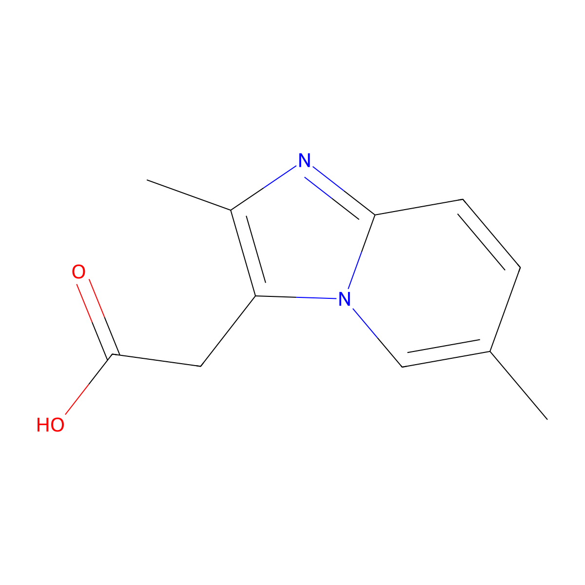 Imidazo(1,2-a)pyridine-3-acetic acid, 2,5-dimethyl- molecular structure, CAS 21801-74-1