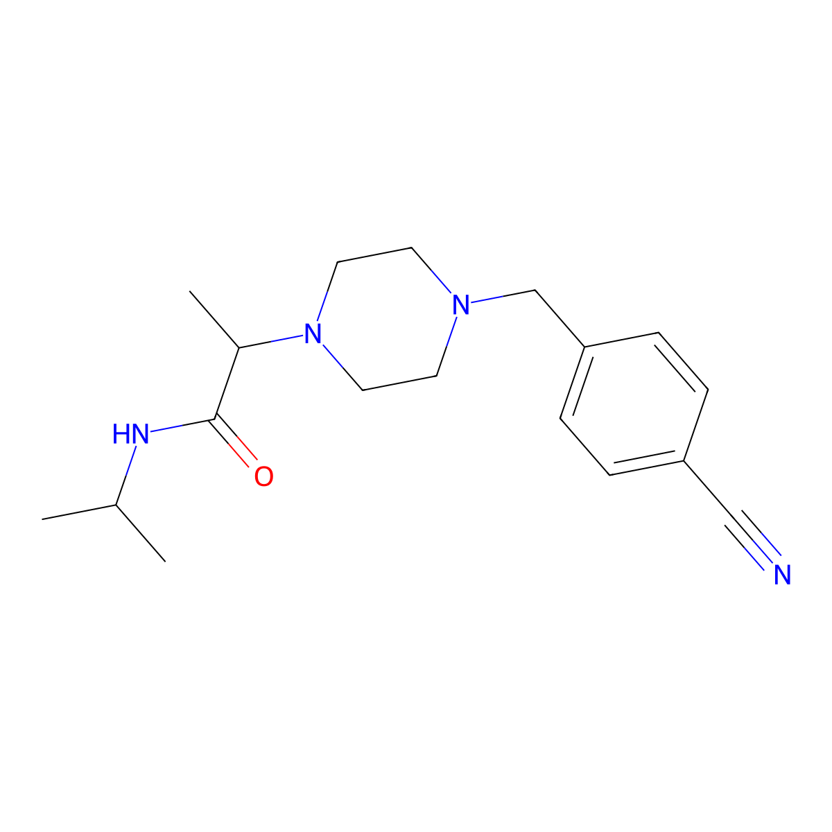 2-{4-[(4-cyanophenyl)methyl]piperazin-1-yl}-N-(propan-2-yl)propanamide molecular structure, CAS 2180299-50-5