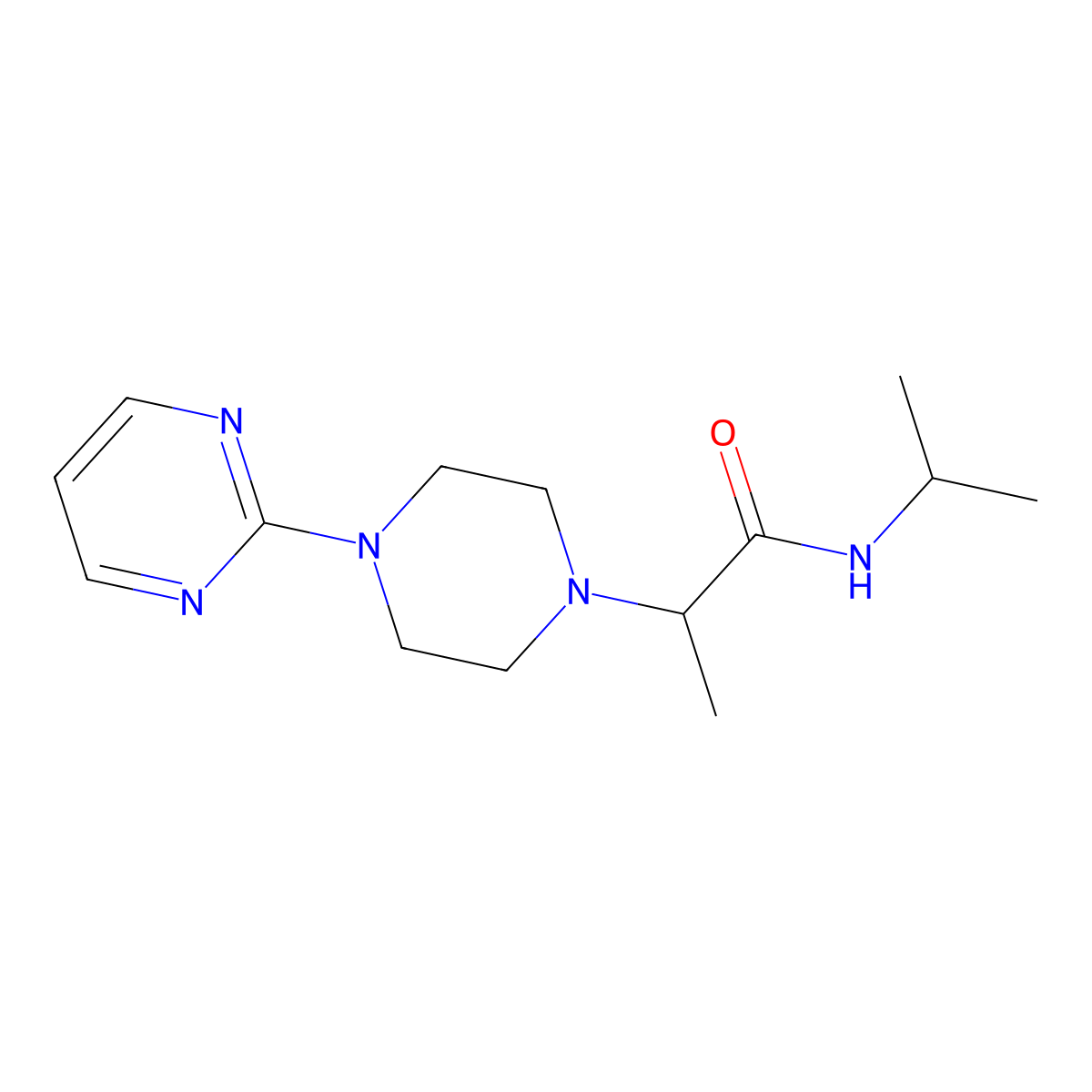 N-(propan-2-yl)-2-[4-(pyrimidin-2-yl)piperazin-1-yl]propanamide molecular structure, CAS 2180299-97-0