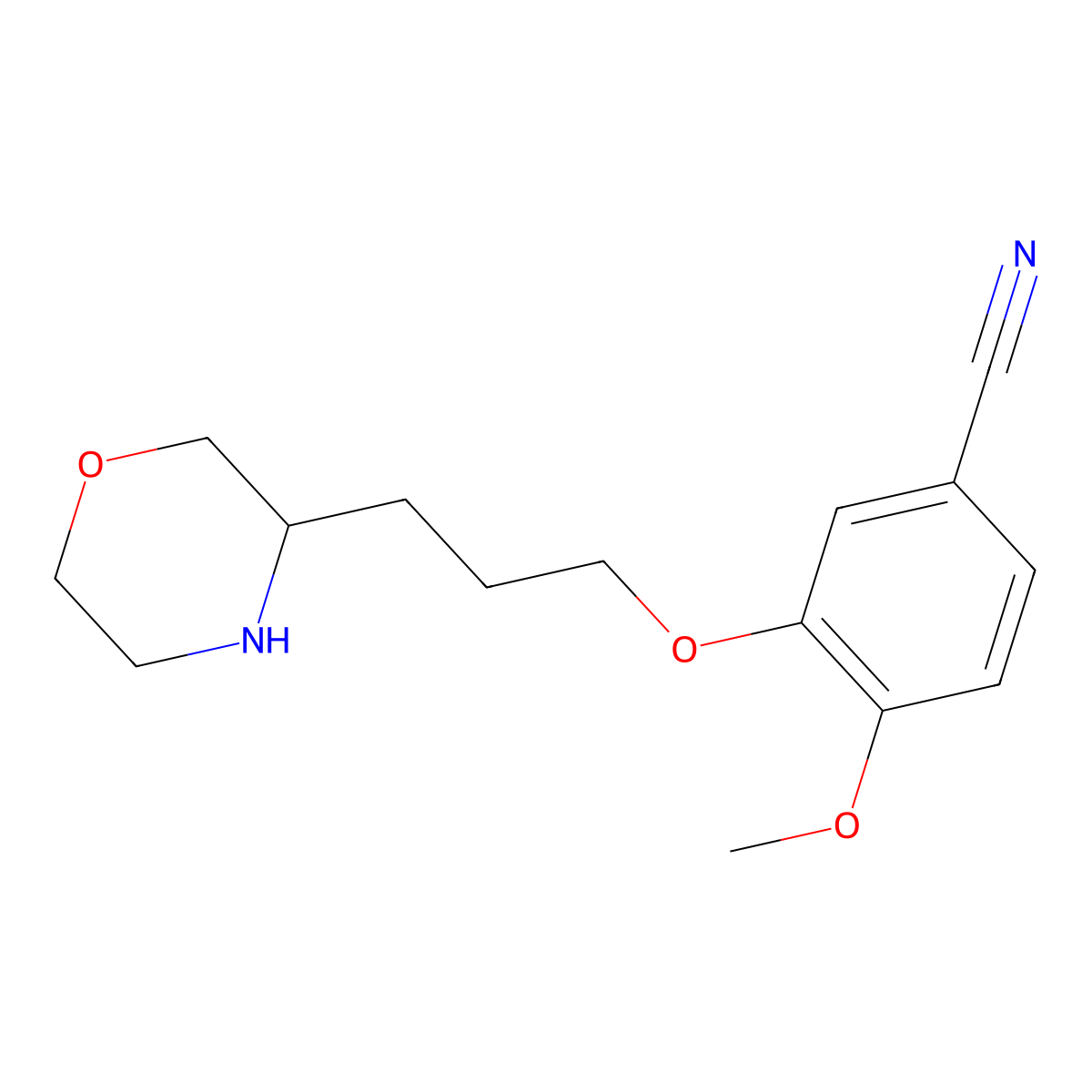 4-Methoxy-3-(3-(morpholin-3-yl)propoxy)benzonitrile molecular structure, CAS 2180323-81-1