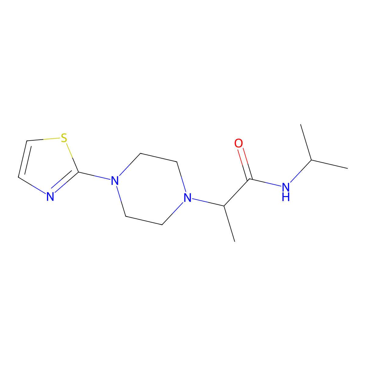 N-propan-2-yl-2-[4-(1,3-thiazol-2-yl)piperazin-1-yl]propanamide molecular structure, CAS 2180359-36-6