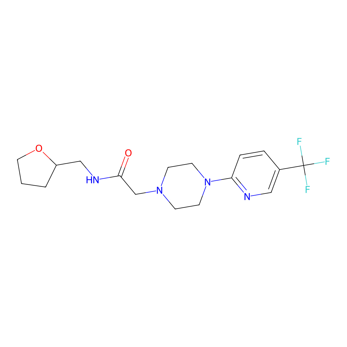 N-[(oxolan-2-yl)methyl]-2-{4-[5-(trifluoromethyl)pyridin-2-yl]piperazin-1-yl}acetamide molecular structure, CAS 2180455-61-0