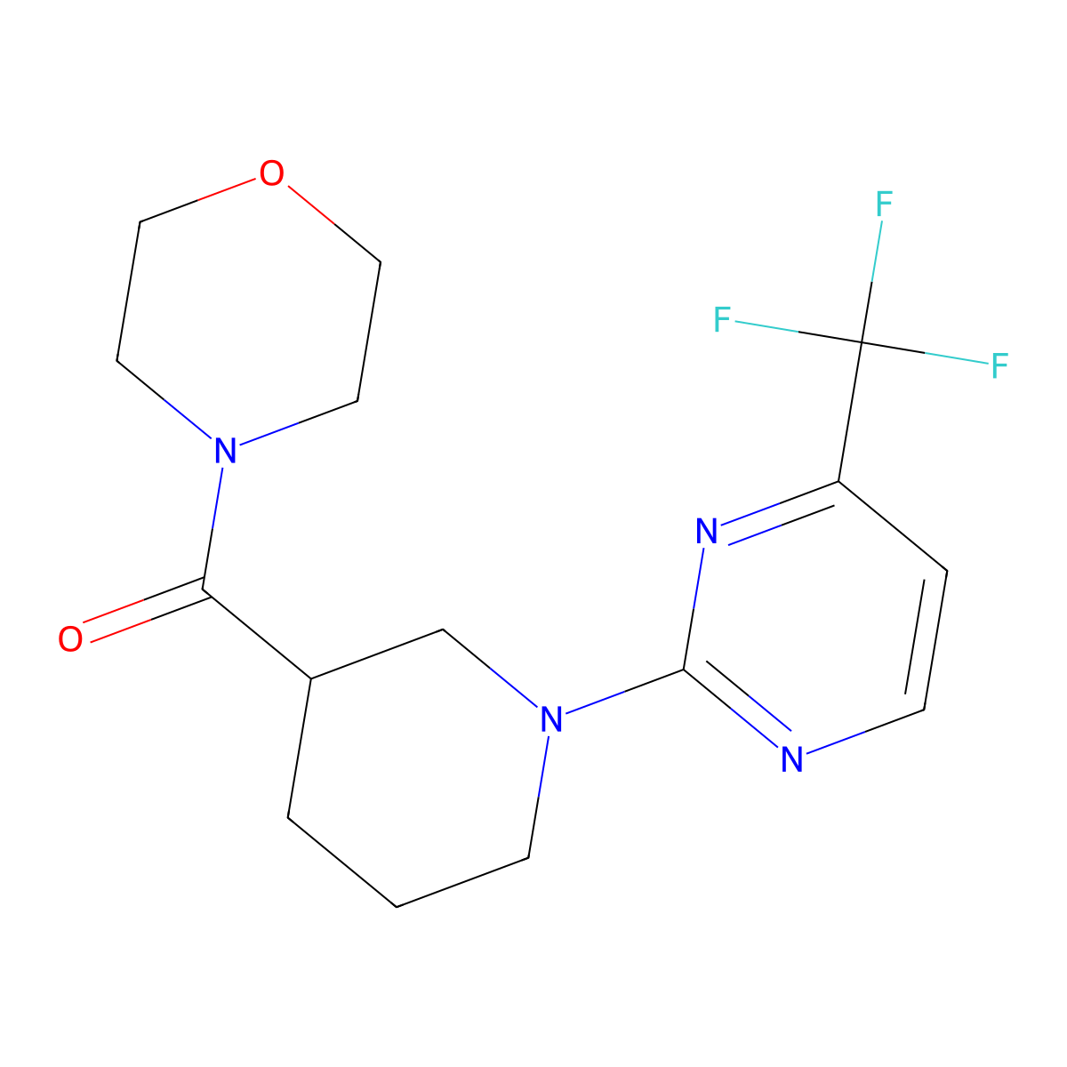 4-{1-[4-(Trifluoromethyl)pyrimidin-2-yl]piperidine-3-carbonyl}morpholine molecular structure, CAS 2180465-39-6