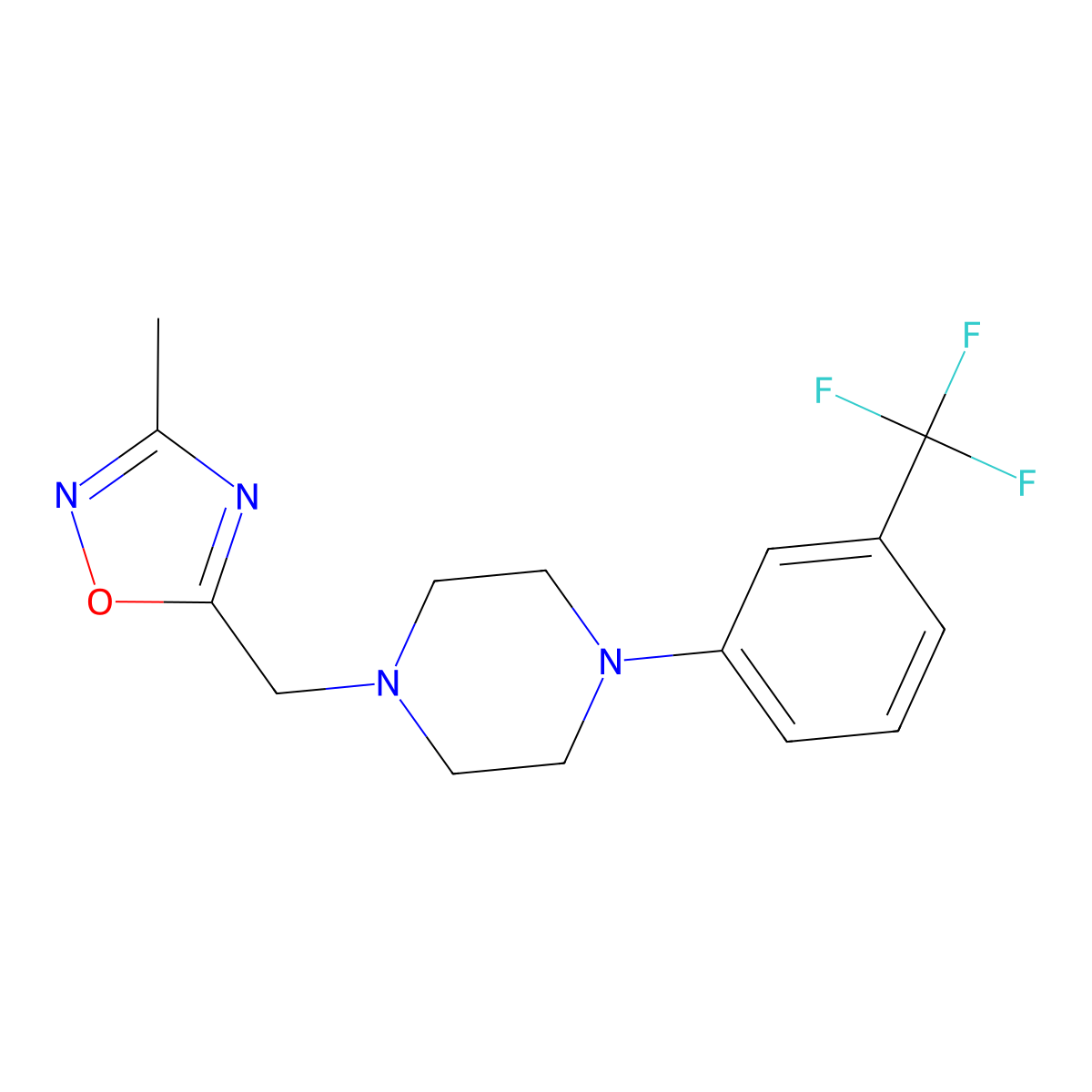 1-[(3-Methyl-1,2,4-oxadiazol-5-yl)methyl]-4-[3-(trifluoromethyl)phenyl]piperazine molecular structure, CAS 2180533-65-5