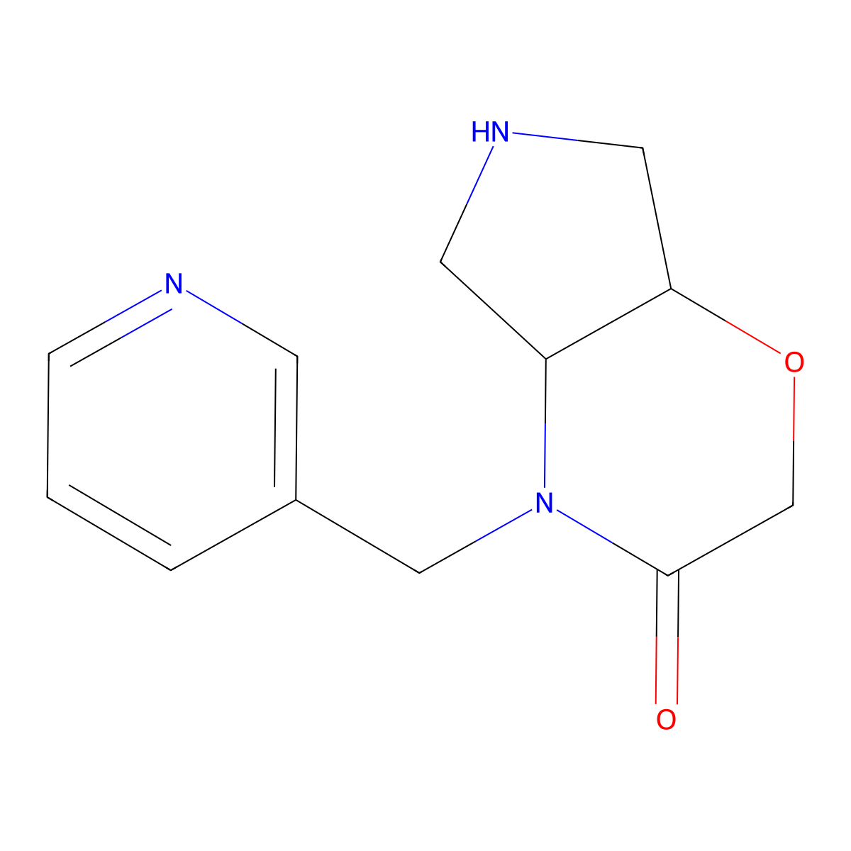 rel-(4aR,7aR)-4-(pyridin-3-ylmethyl)hexahydropyrrolo[3,4-b][1,4]oxazin-3(2H)-one molecular structure, CAS 2180559-60-6