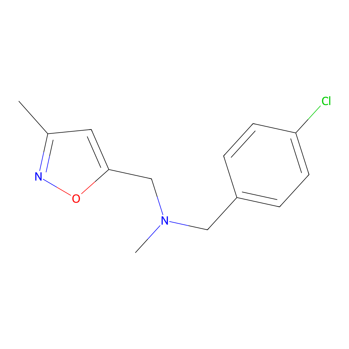 [(4-Chlorophenyl)methyl](methyl)[(3-methyl-1,2-oxazol-5-yl)methyl]amine molecular structure, CAS 2180563-98-6