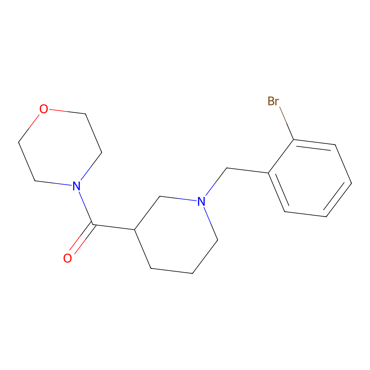 4-{1-[(2-Bromophenyl)methyl]piperidine-3-carbonyl}morpholine molecular structure, CAS 2180605-40-5