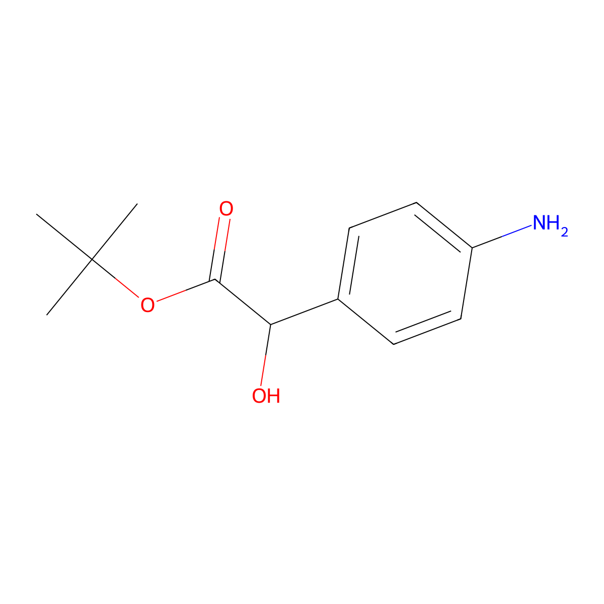 Tert-butyl 2-(4-aminophenyl)-2-hydroxyacetate molecular structure, CAS 2180722-82-9
