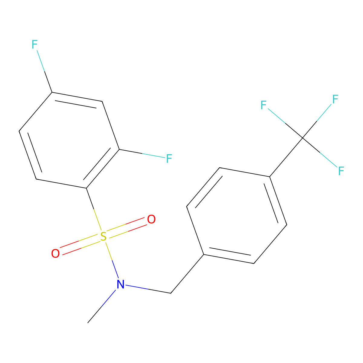 2,4-difluoro-N-methyl-N-{[4-(trifluoromethyl)phenyl]methyl}benzene-1-sulfonamide molecular structure, CAS 2180764-92-3