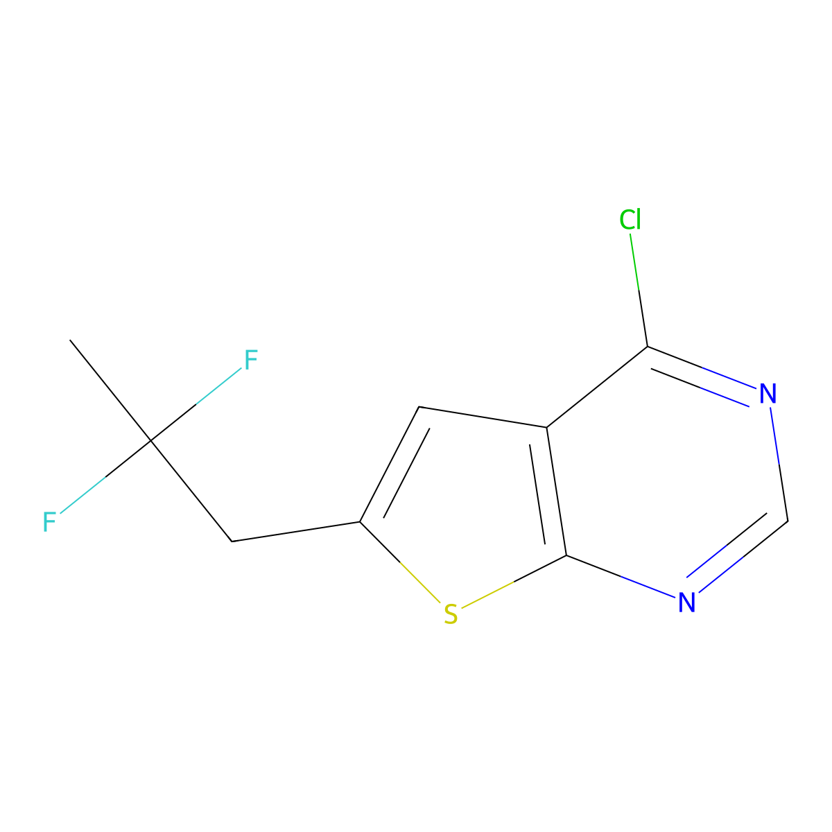 4-Chloro-6-(2,2-difluoropropyl)thieno[2,3-d]pyrimidine molecular structure, CAS 2180956-71-0