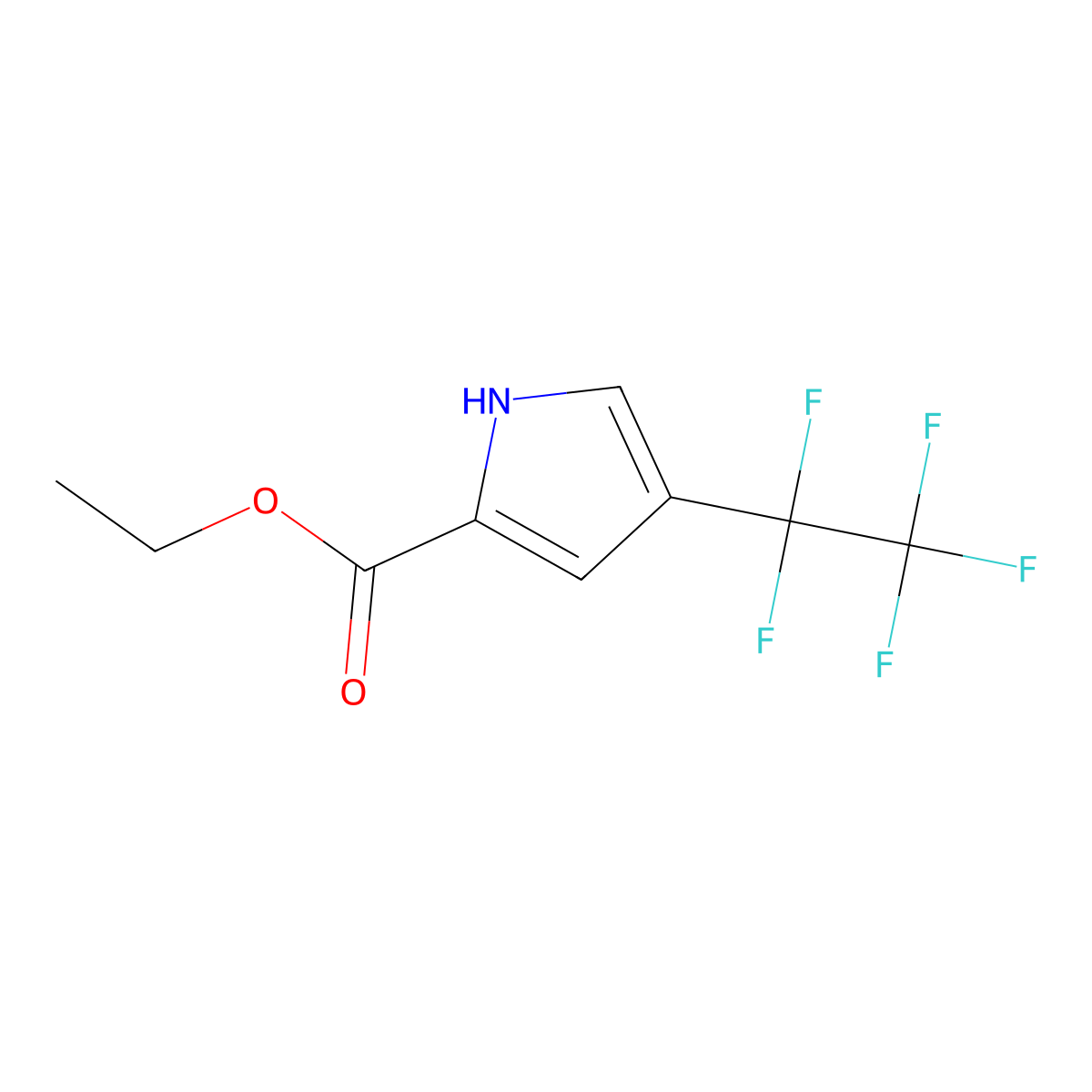 Ethyl 4-(perfluoroethyl)-1H-pyrrole-2-carboxylate molecular structure, CAS 2180956-75-4