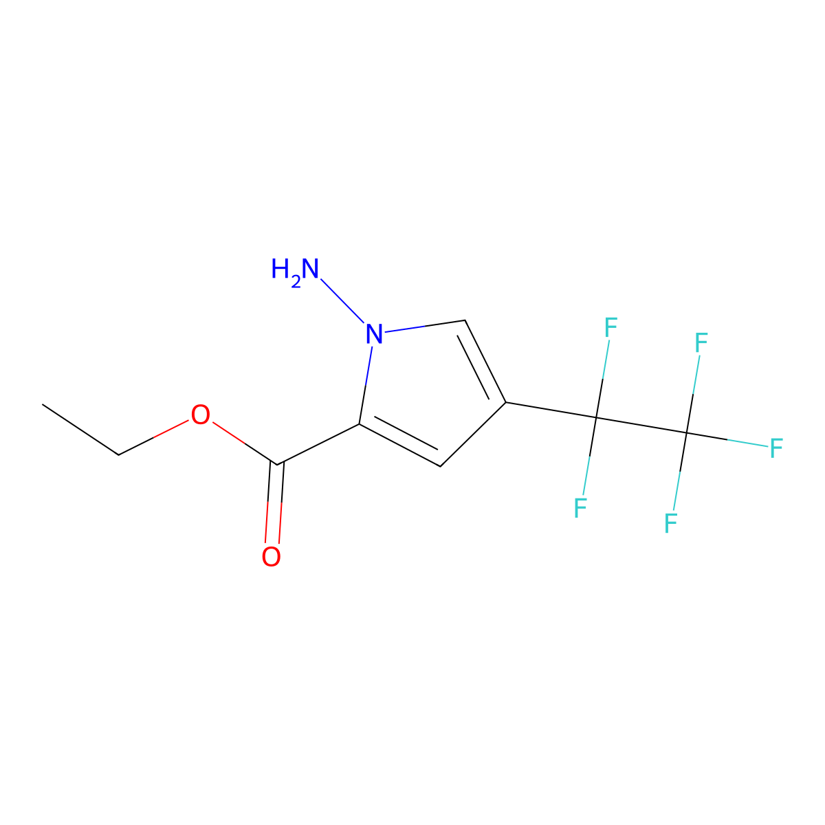 Ethyl 1-amino-4-(perfluoroethyl)-1H-pyrrole-2-carboxylate molecular structure, CAS 2180956-76-5