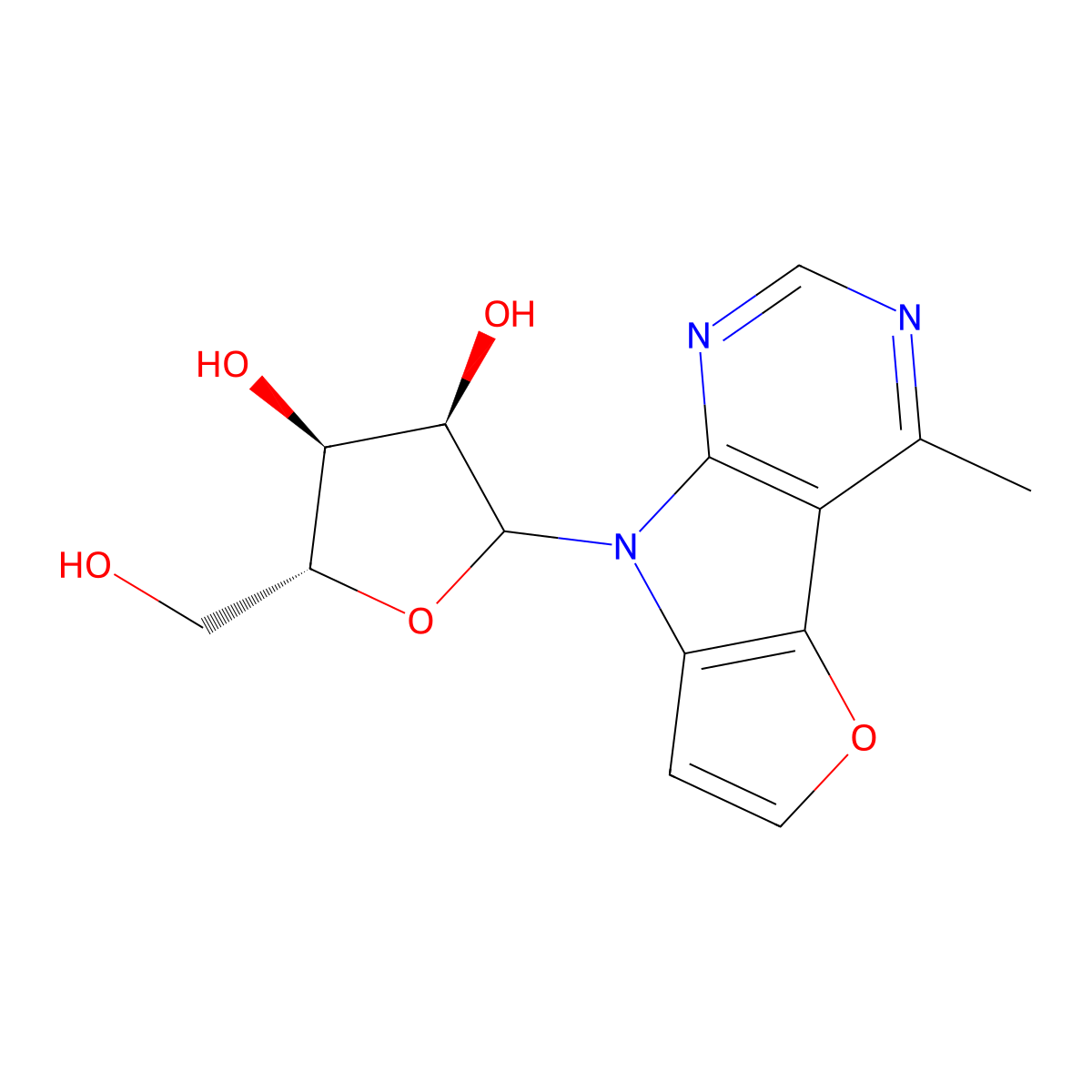 (2R,3S,4R)-2-(hydroxymethyl)-5-{12-methyl-3-oxa-7,9,11-triazatricyclo[6.4.0.0,dodeca-1(12),2(6),4,8,10-pentaen-7-yl}oxolane-3,4-diol molecular structure, CAS 2180983-36-0