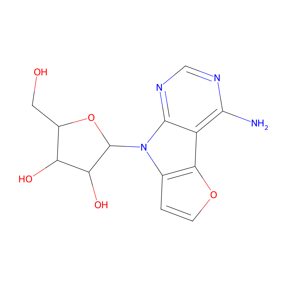 (2R,3R,4S,5R)-2-(4-Amino-8H-furo[2',3':4,5]pyrrolo[2,3-d]pyrimidin-8-yl)-5-(hydroxymethyl)tetrahydrofuran-3,4-diol molecular structure, CAS 2180983-39-3