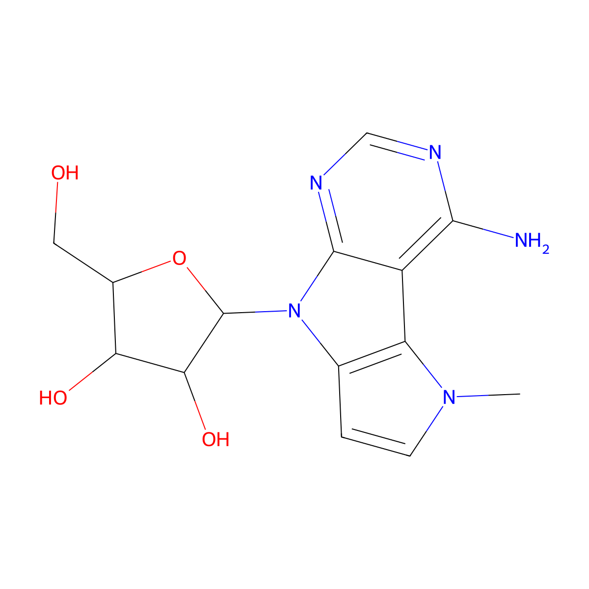 (2R,3R,4S,5R)-2-(4-Amino-5-methylpyrrolo[2',3':4,5]pyrrolo[2,3-d]pyrimidin-8(5H)-yl)-5-(hydroxymethyl)tetrahydrofuran-3,4-diol molecular structure, CAS 2180983-47-3