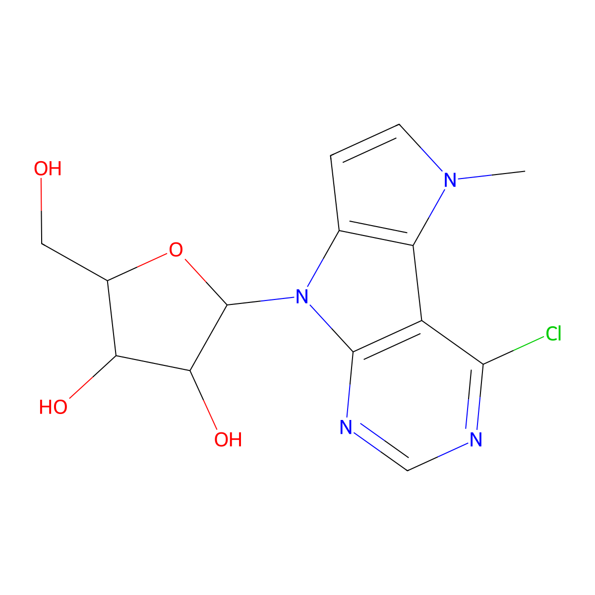 (2R,3R,4S,5R)-2-(4-Chloro-5-methylpyrrolo[2',3':4,5]pyrrolo[2,3-d]pyrimidin-8(5H)-yl)-5-(hydroxymethyl)tetrahydrofuran-3,4-diol molecular structure, CAS 2180983-52-0