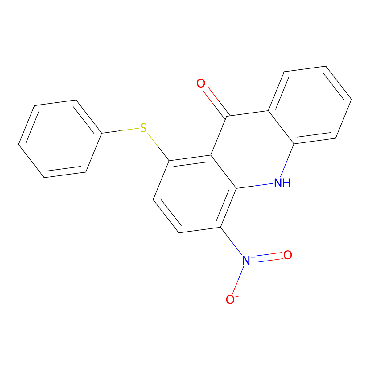 9(10H)-Acridinone, 4-nitro-1-(phenylthio)- molecular structure, CAS 21810-29-7