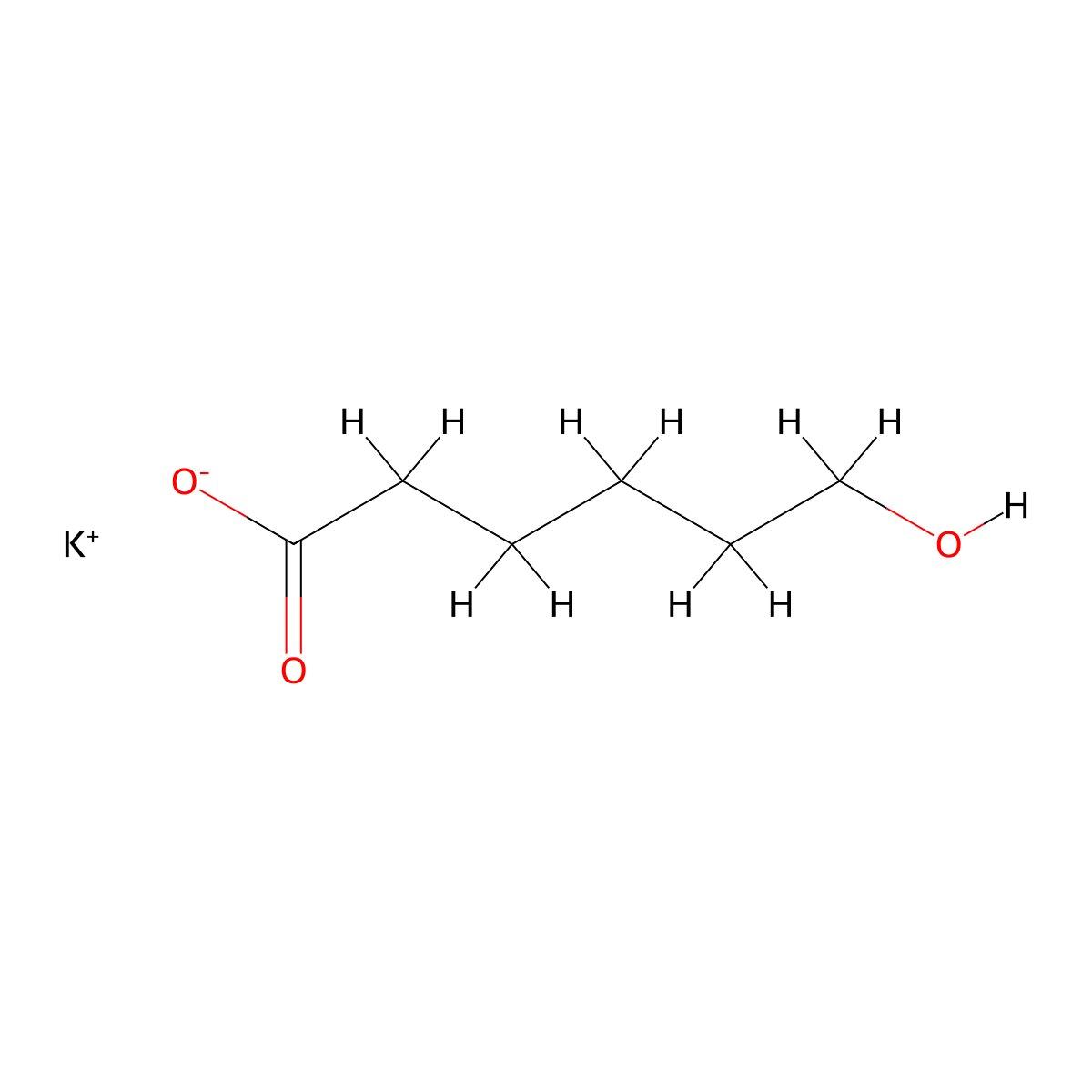 Hexanoic acid, 6-hydroxy-, potassium salt (1:1) molecular structure, CAS 21810-34-4